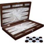 Backgammon de luxe avec illustration de la terre_1